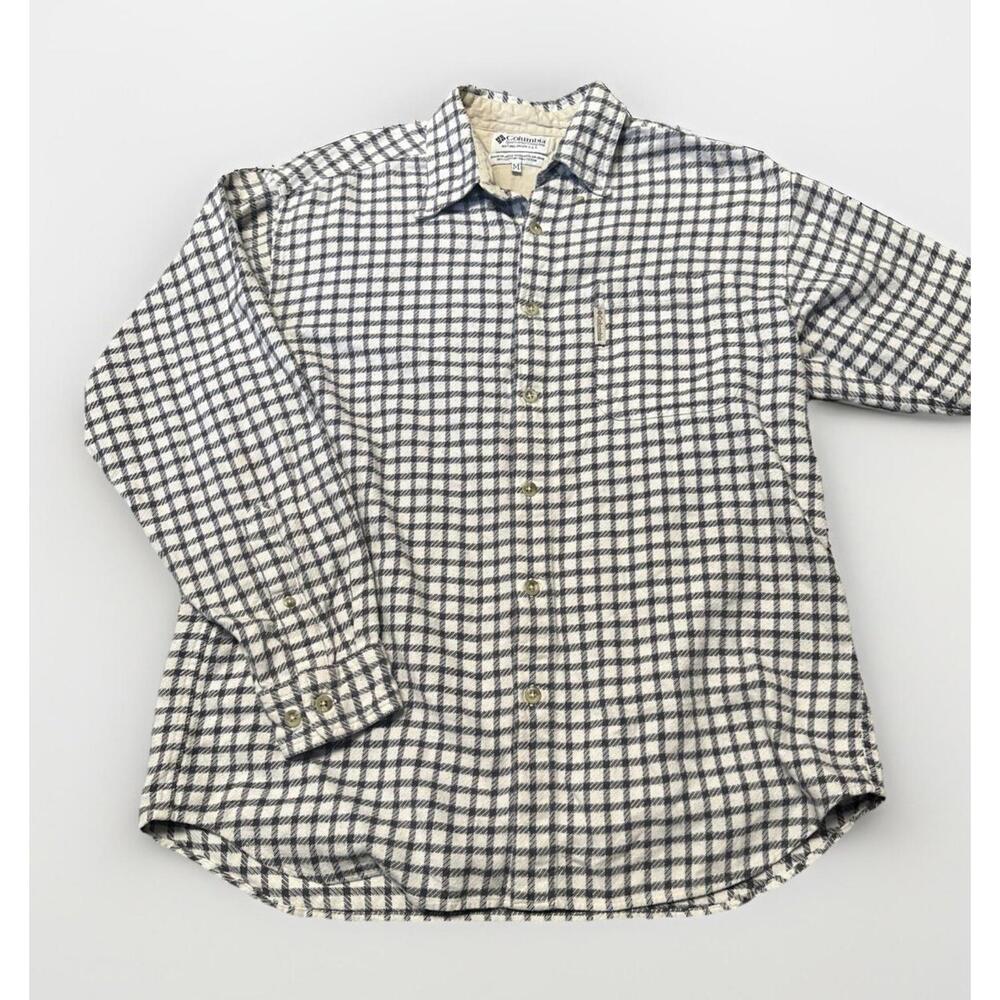 Columbia Button-Up Flannel Shirt Men's Medium Long Sleeve Tan Plaid